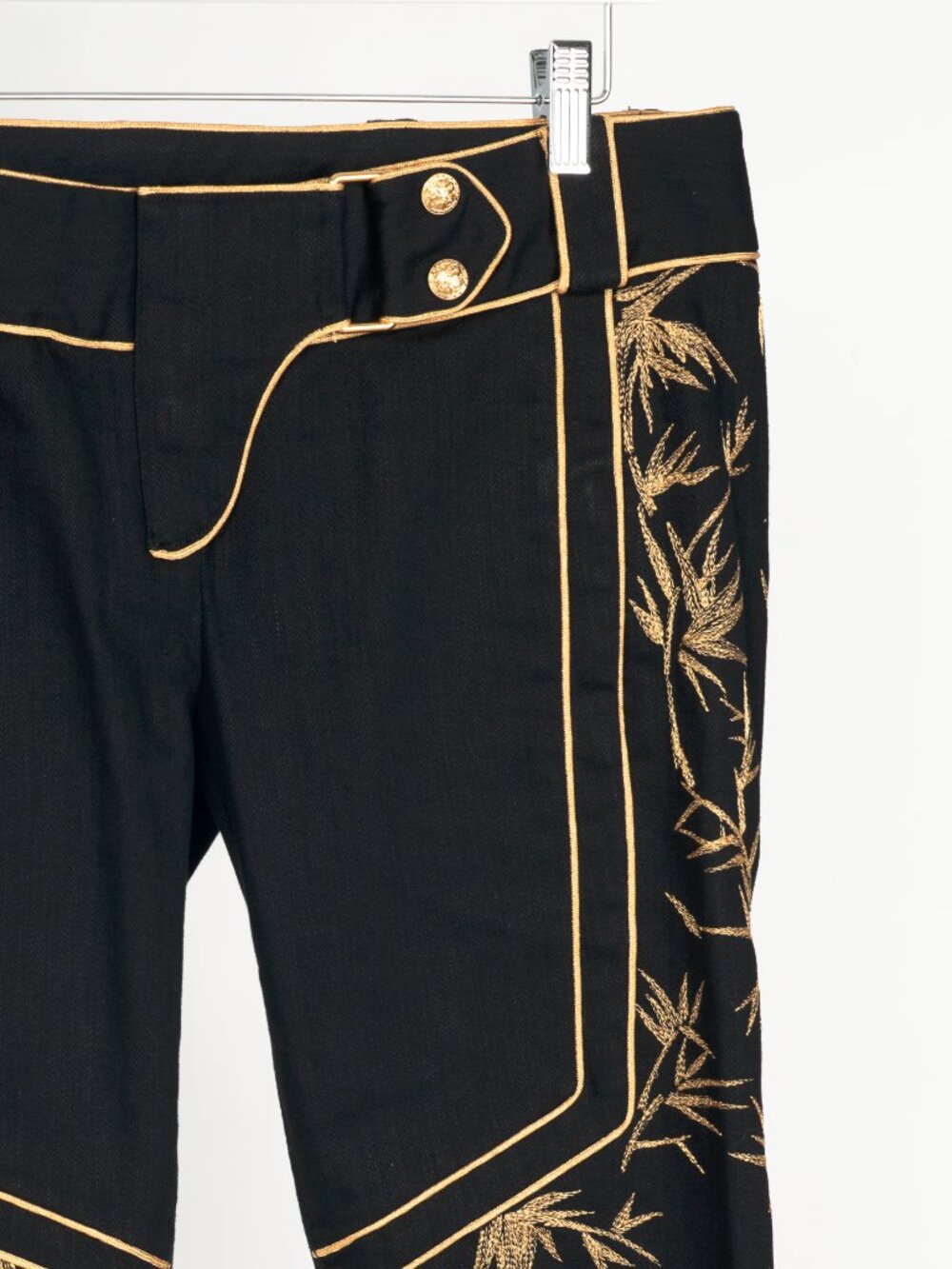 Balmain Black Embroidered Piped Riding-Style Jeans - Picture 5 of 12
